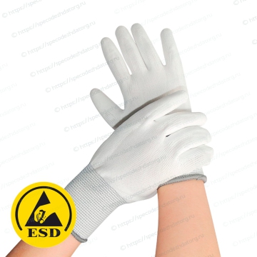 Антистатические перчатки белые A-0004, A-0004-1, A-0004-2