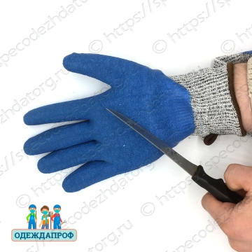 Кевларовые перчатки противопорезные с латексным покрытием, фото № 5