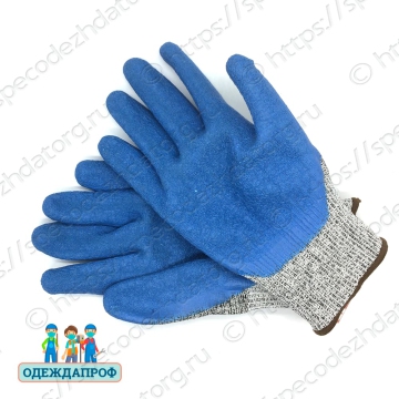 Кевларовые перчатки противопорезные с латексным покрытием, фото № 6